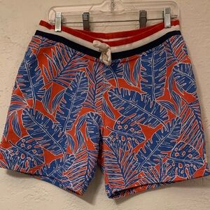 Chubbies The Title Towns Schwort Shorts Blue Red White L Aloha Leaf 7” Lounge